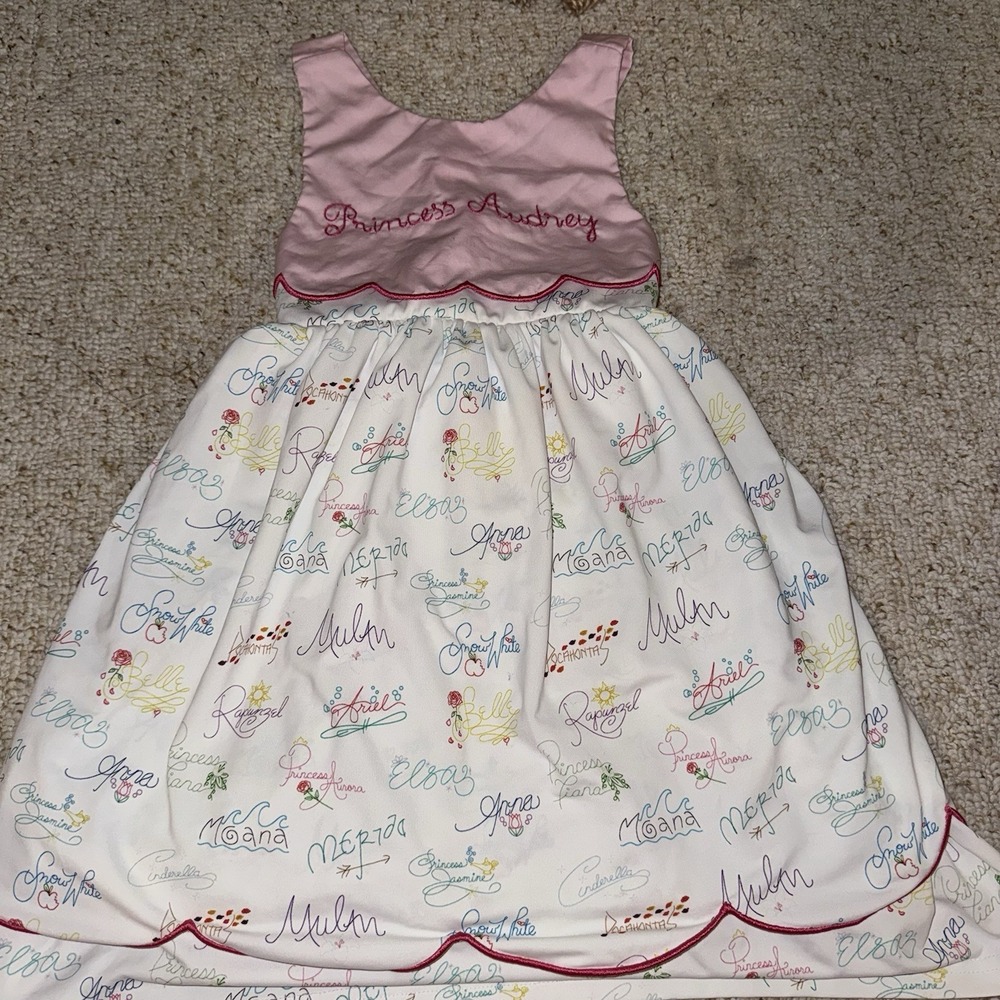 Sweet Magnolia Boutique Disney Princess Dress Girls Size 6 Monogram Pink Audrey